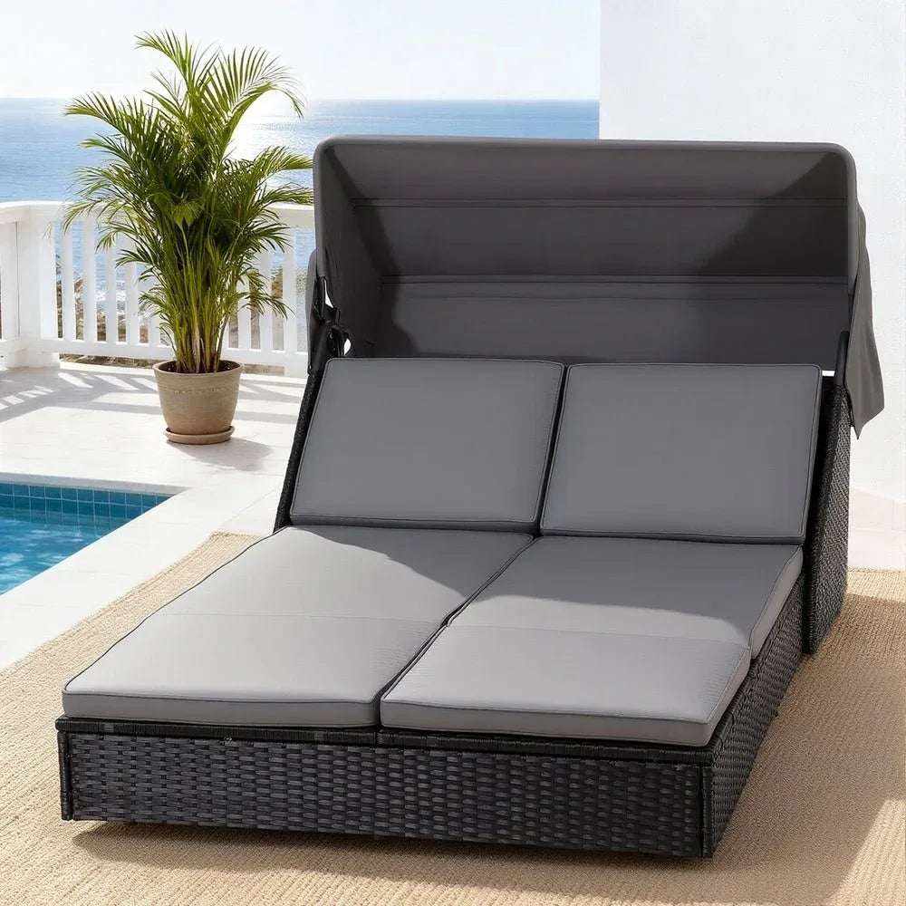 Gardeon Outdoor Day Bed Sun Lounge Setting Wicker Lounger Patio Furniture | Furniture > Sofas > Sofas & Sofa Beds