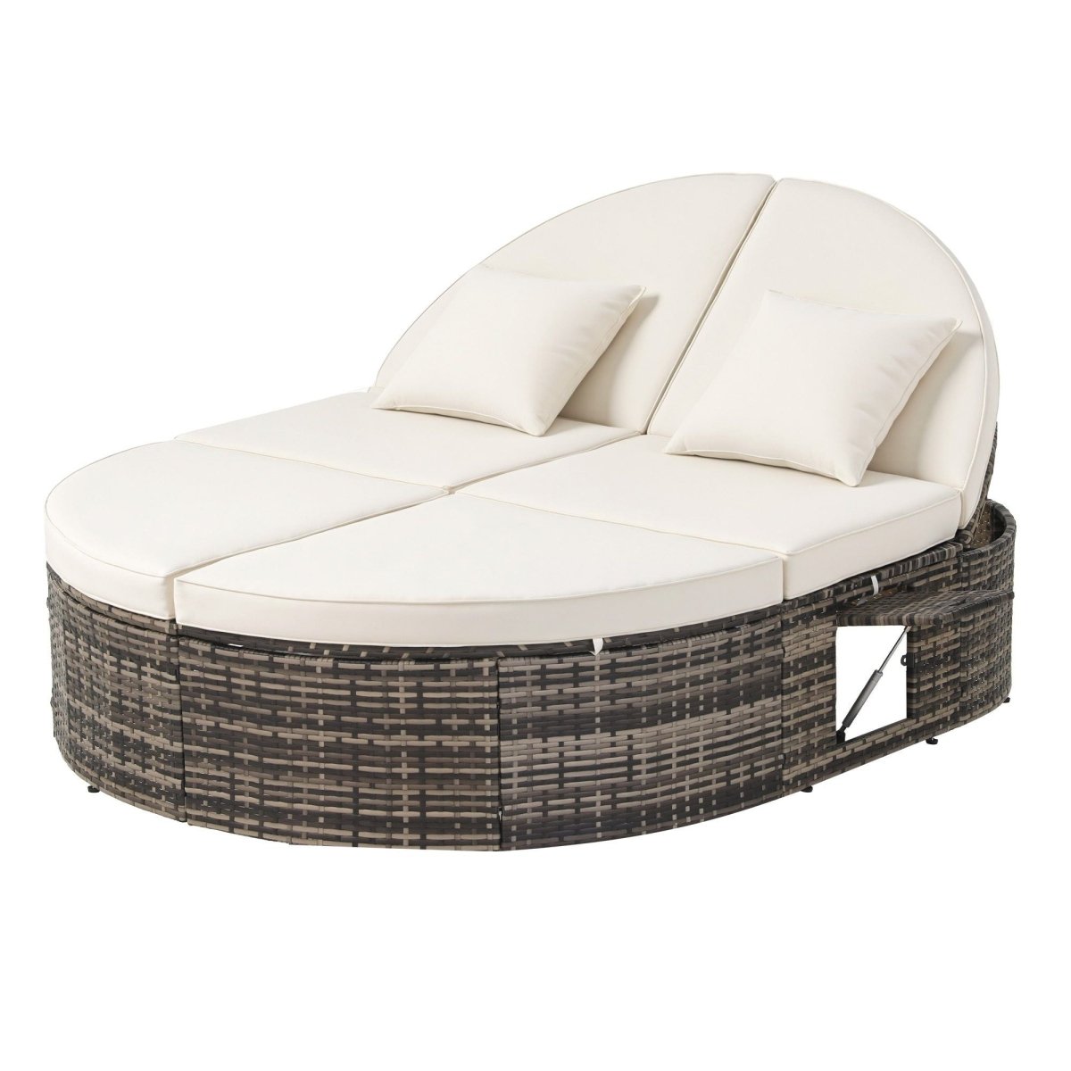Gardeon Outdoor Day Bed with Retractable Side Trays - Beige