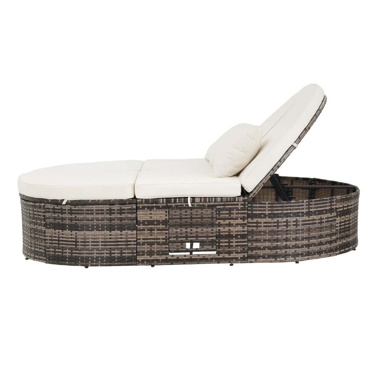 Gardeon Outdoor Day Bed with Retractable Side Trays - Beige