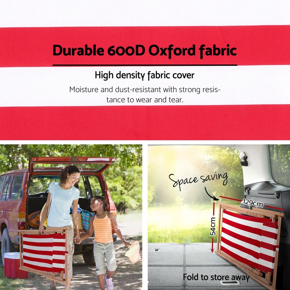 Gardeon Outdoor Deck Chair Wooden Sun Lounge Folding Beach Patio Furniture Red | Outdoorium