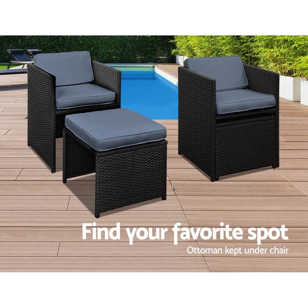 Gardeon Outdoor Dining Set 11 Piece Wicker Table Chairs Setting Black | Outdoorium