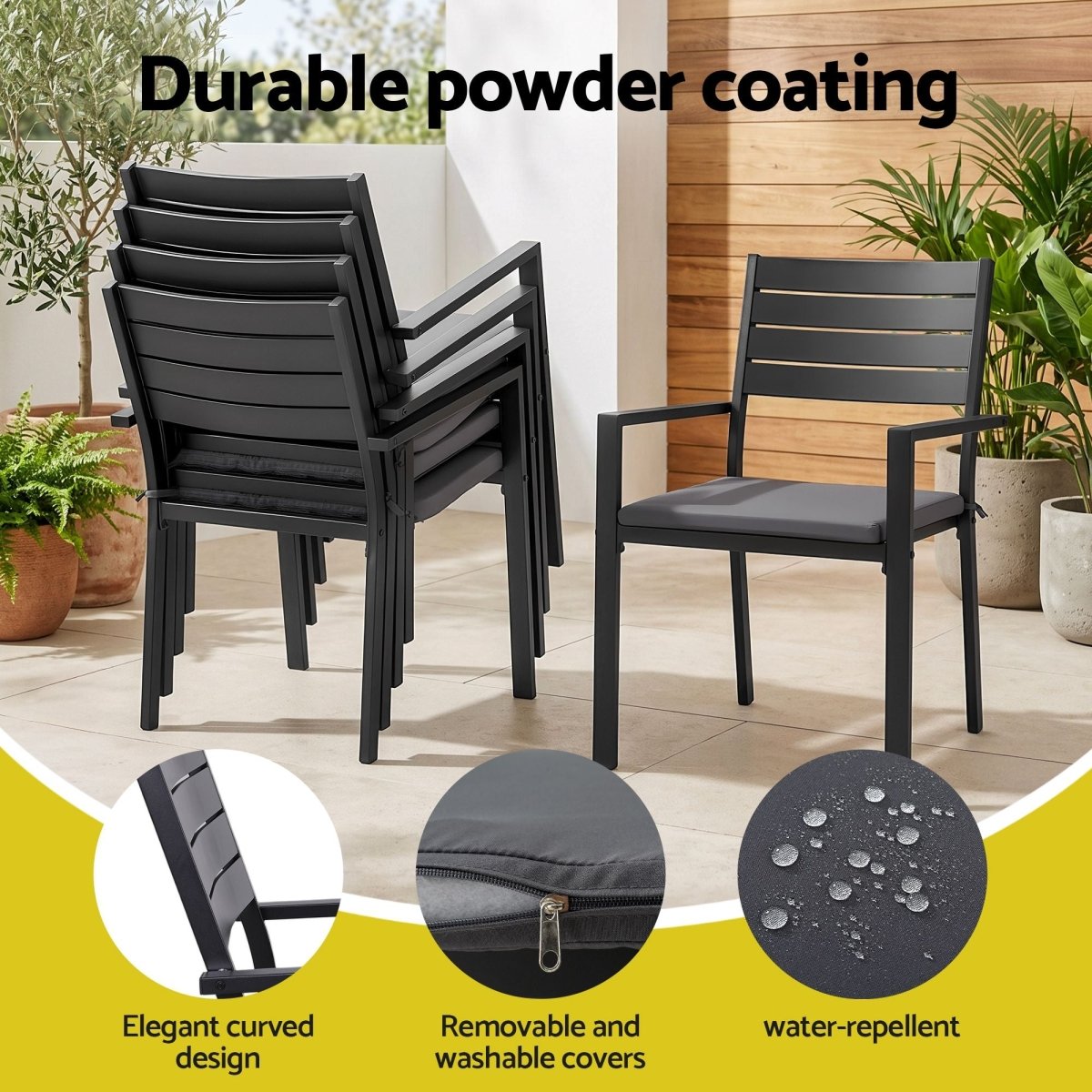 Gardeon Outdoor Dining Set 11PCS Aluminum Extendable Table and Chairs Patio Furniture Black | Furniture > Outdoor > Outdoor Dining Sets