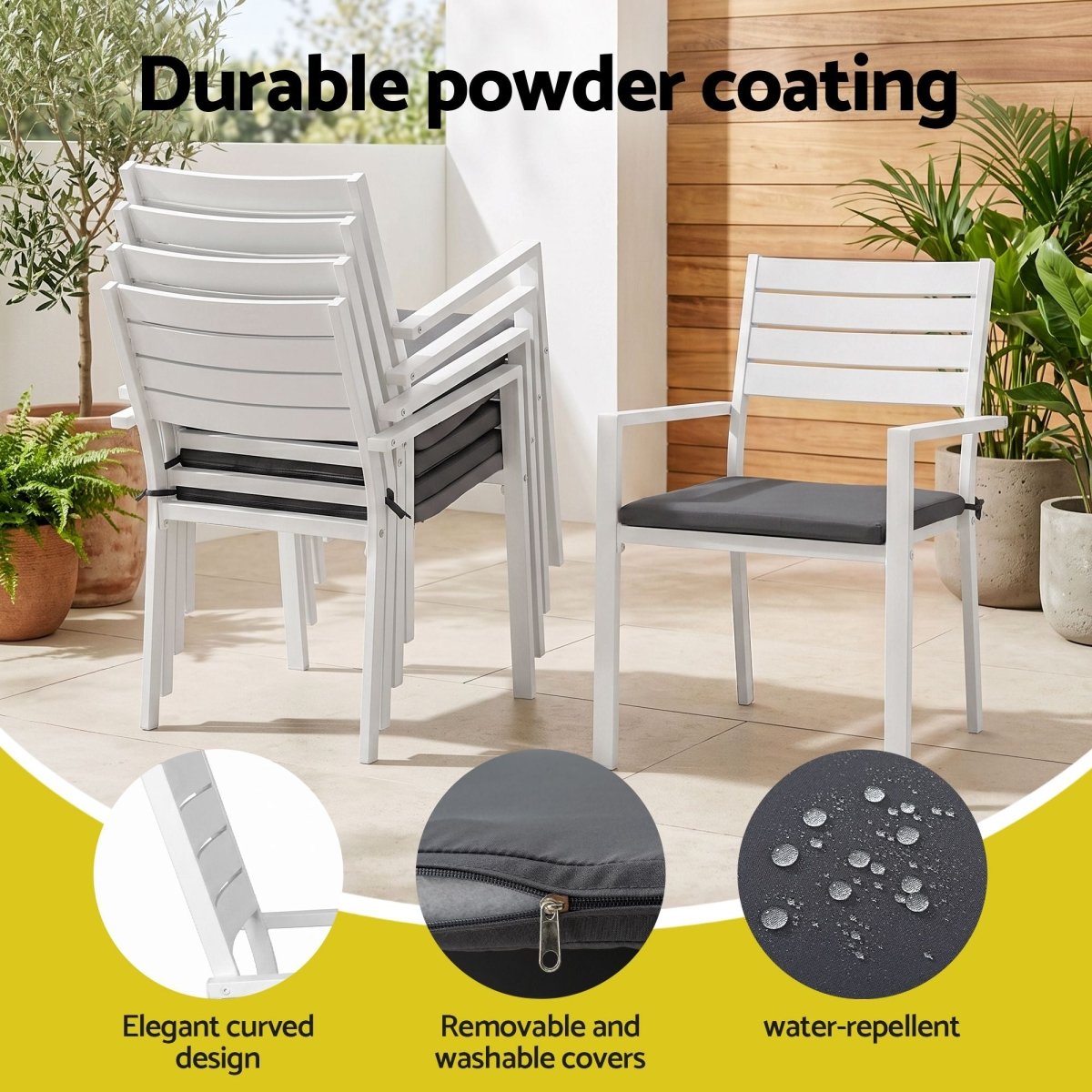 Gardeon Outdoor Dining Set 11PCS Aluminum Extendable Table and Chairs Patio Furniture White | Furniture > Outdoor > Outdoor Dining Sets