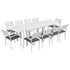 Gardeon Outdoor Dining Set 11PCS Aluminum Extendable Table and Chairs Patio Furniture White | Furniture > Outdoor > Outdoor Dining Sets