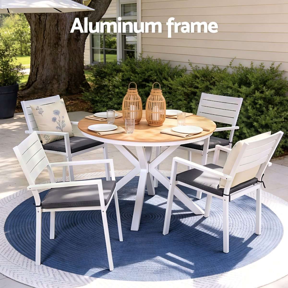 Gardeon Outdoor Dining Set 5 Piece Aluminum WPC Tabletop Patio Furniture | Furniture > Outdoor > Outdoor Dining Sets