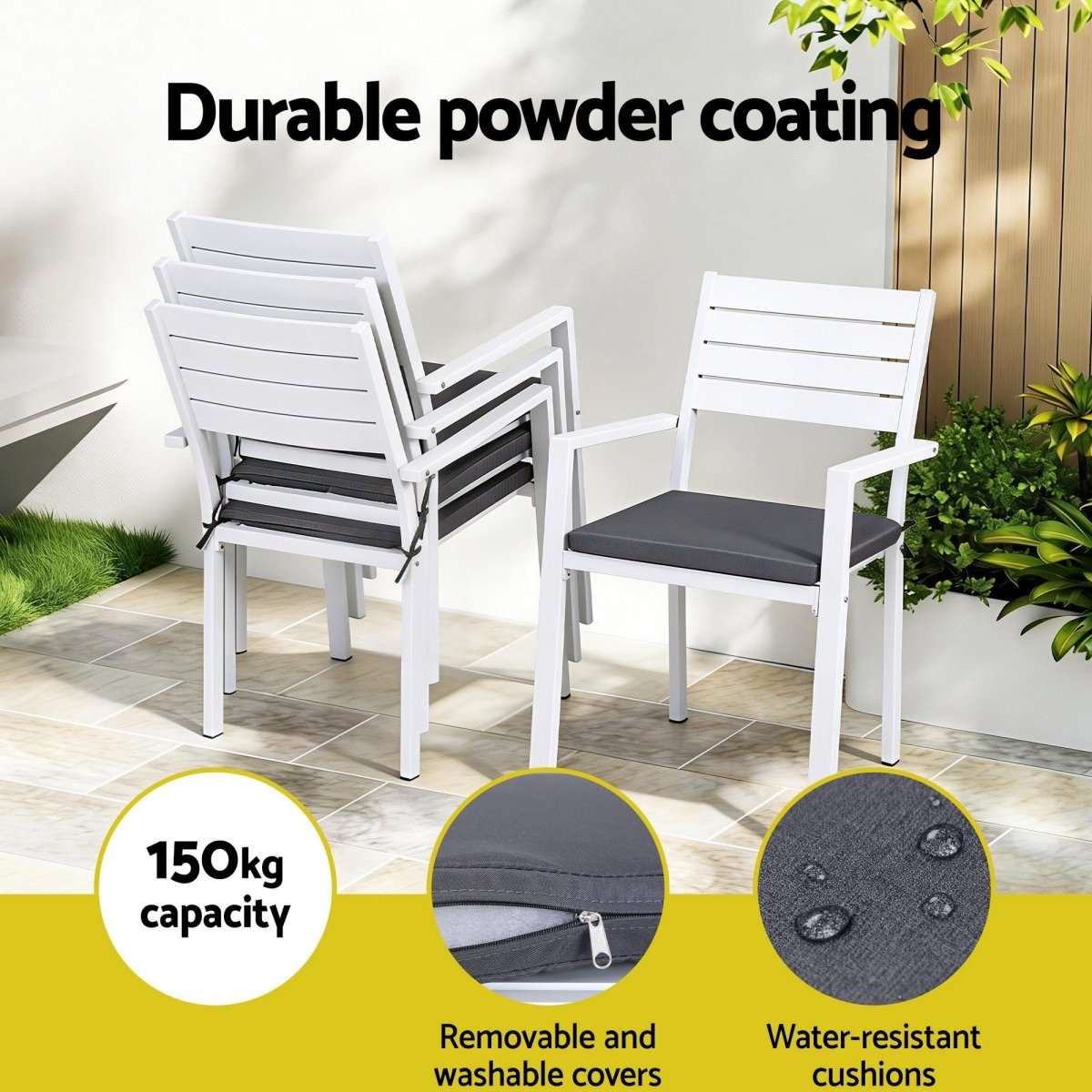 Gardeon Outdoor Dining Set 5 Piece Aluminum WPC Tabletop Patio Furniture | Furniture > Outdoor > Outdoor Dining Sets