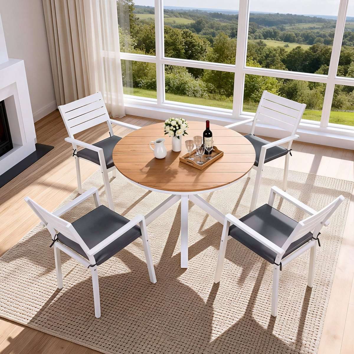 Gardeon Outdoor Dining Set 5 Piece Aluminum WPC Tabletop Patio Furniture | Furniture > Outdoor > Outdoor Dining Sets