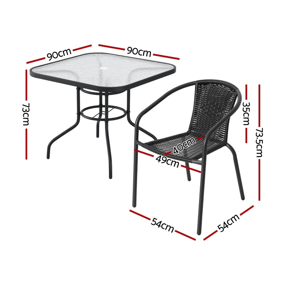 Gardeon Outdoor Dining Set 5 Piece Steel Stackable Chairs Table Patio Furniture - Outdoorium