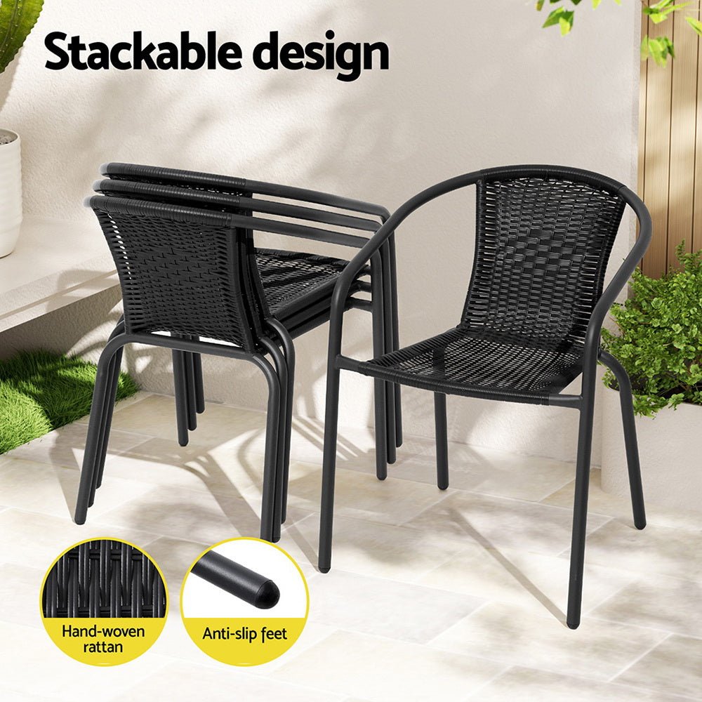 Gardeon Outdoor Dining Set 5 Piece Steel Stackable Chairs Table Patio Furniture - Outdoorium