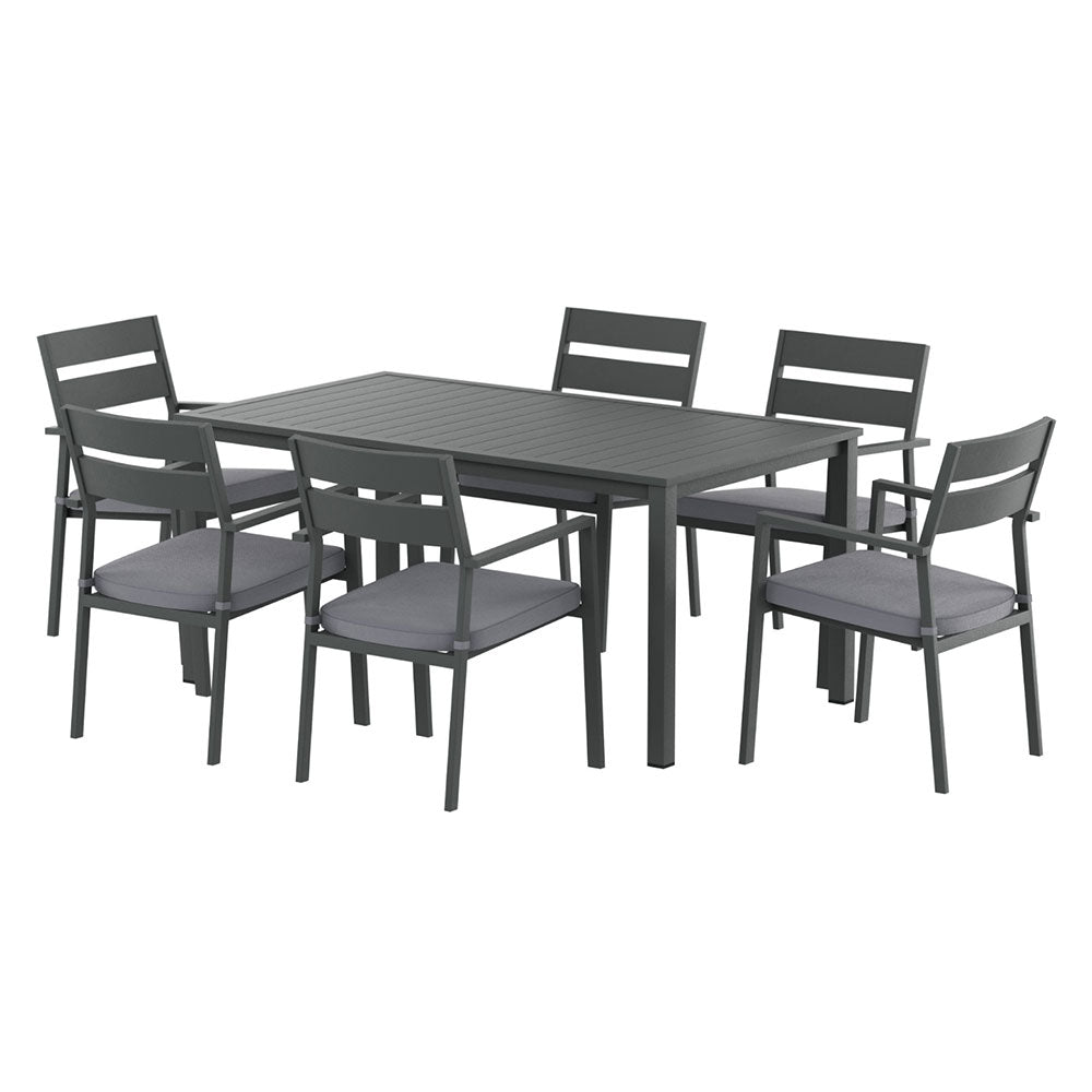 Gardeon Outdoor Dining Set 7 Piece Aluminum Table Chairs Setting Black | Outdoorium
