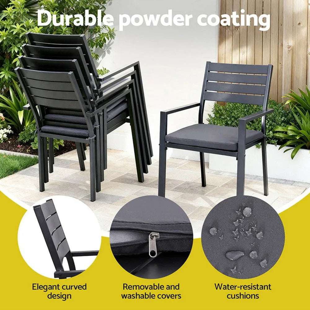 Gardeon Outdoor Dining Set 9PCS Aluminum Extendable Table Chairs Patio Furniture | Furniture > Outdoor > Outdoor Dining Sets