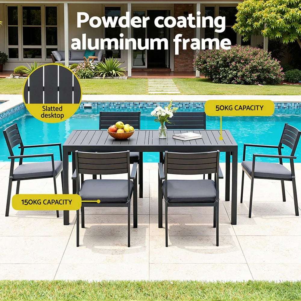 Gardeon Outdoor Dining Set 9PCS Aluminum Extendable Table Chairs Patio Furniture | Furniture > Outdoor > Outdoor Dining Sets