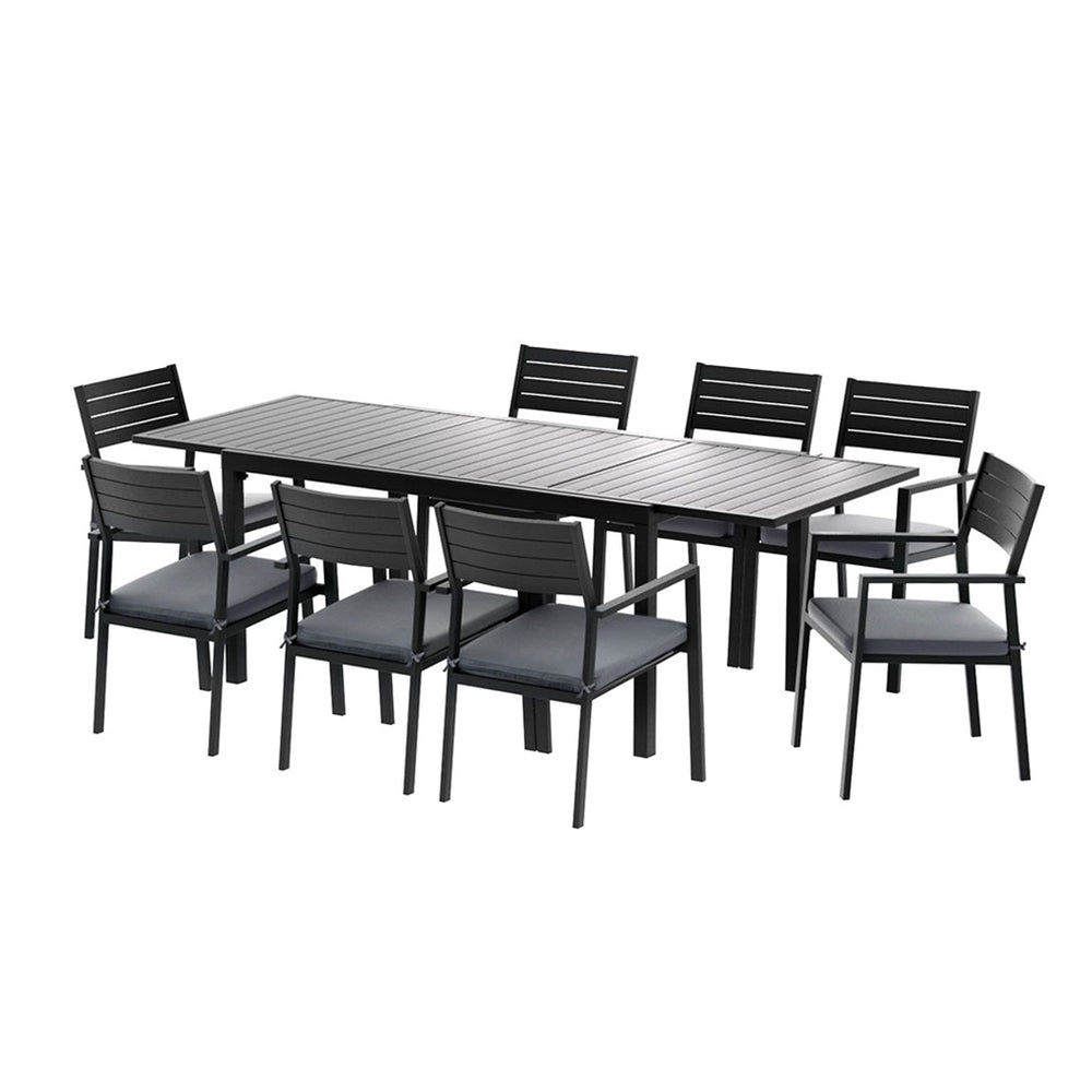 Gardeon Outdoor Dining Set 9PCS Aluminum Extendable Table Chairs Patio Furniture | Outdoorium