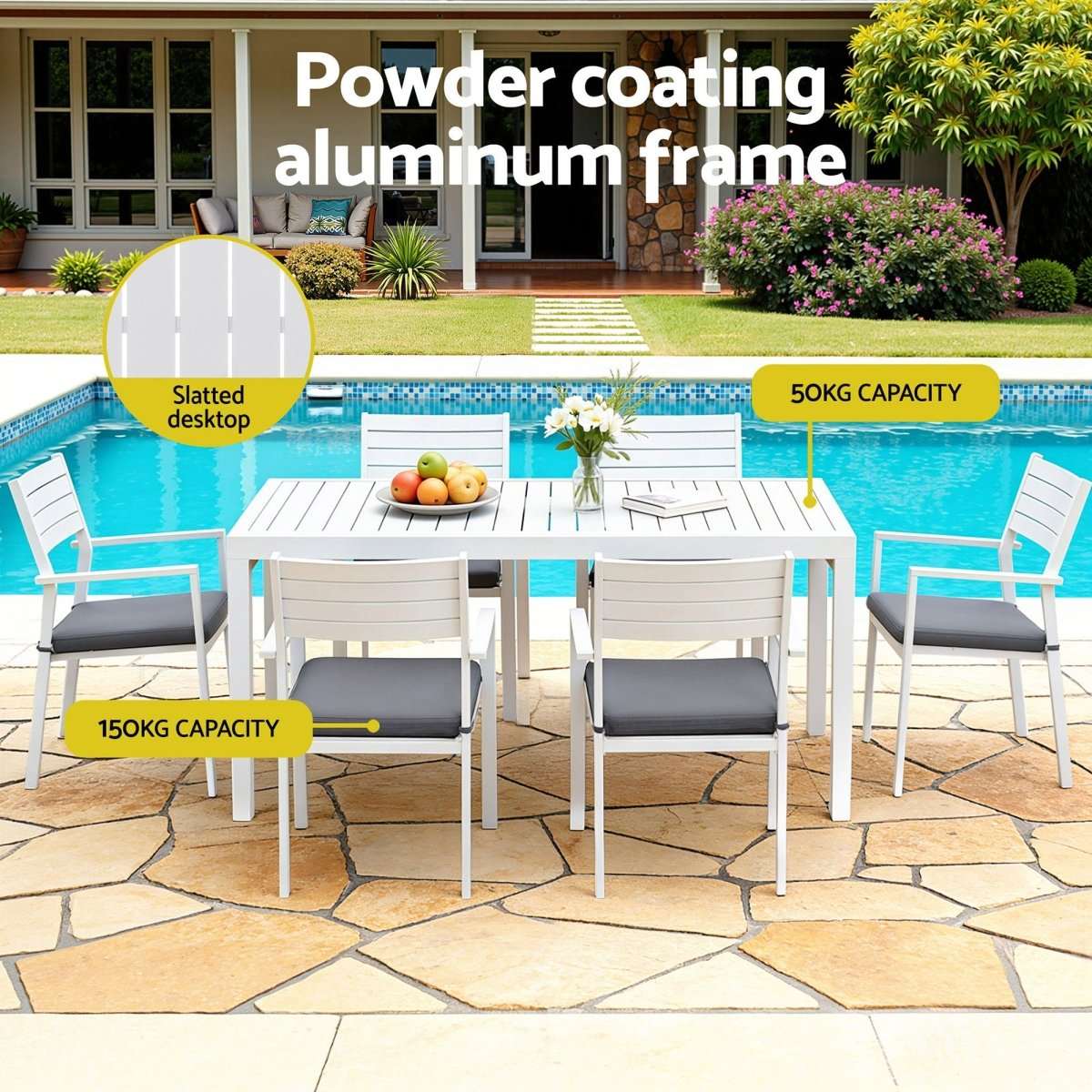 Gardeon Outdoor Dining Set 9PCS Aluminum Extendable Table Chairs Patio Furniture | Furniture > Outdoor > Outdoor Dining Sets