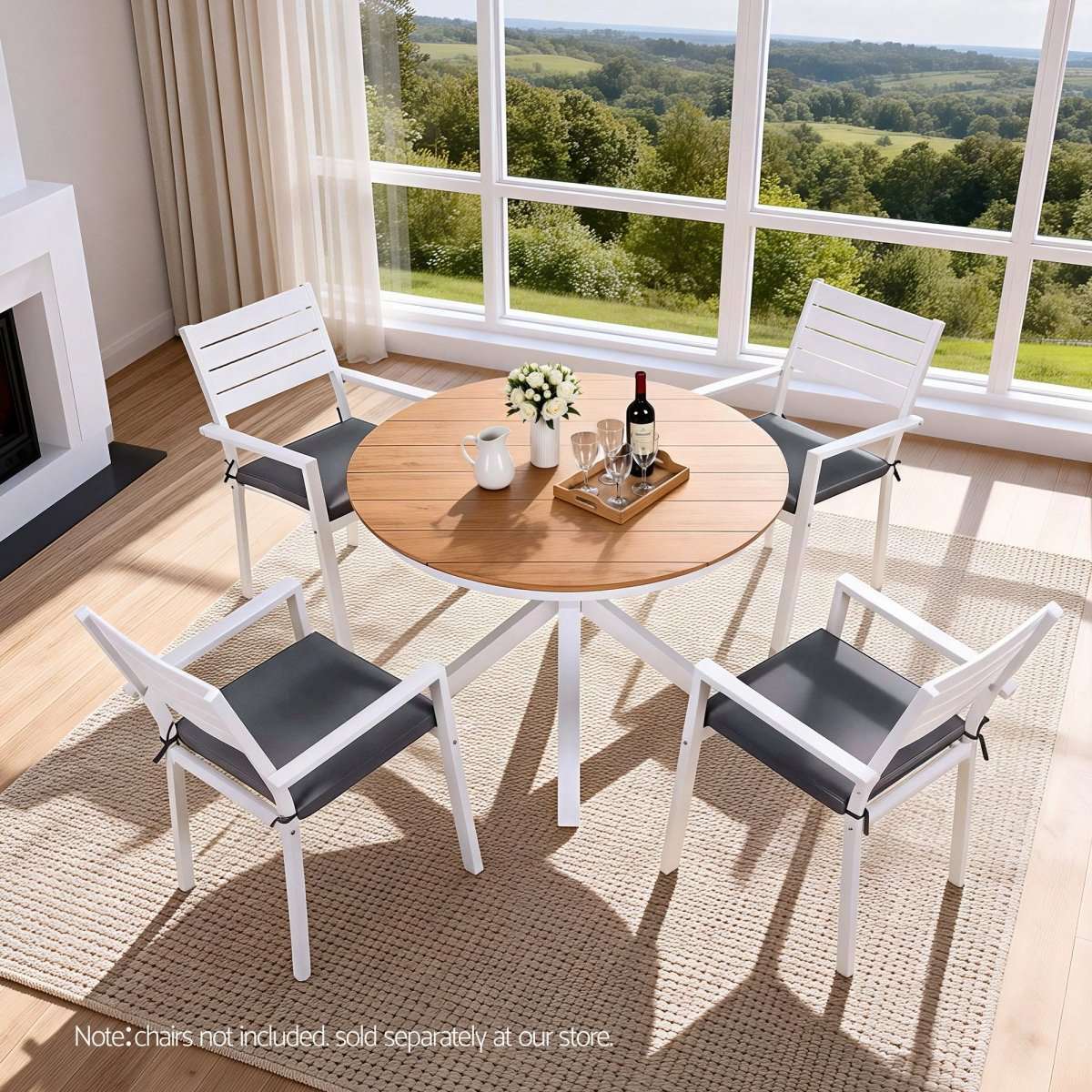 Gardeon Outdoor Dining Table 108CM Aluminum Frame WPC Top Desk Patio Furniture | Furniture > Living Room > Side Tables