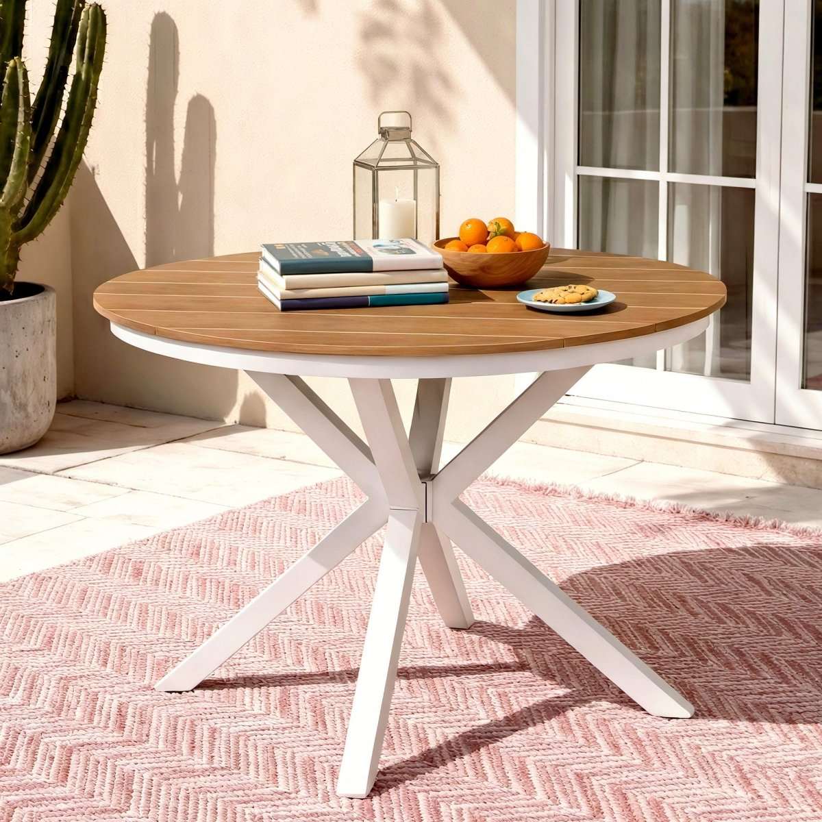 Gardeon Outdoor Dining Table 108CM Aluminum Frame WPC Top Desk Patio Furniture | Furniture > Living Room > Side Tables