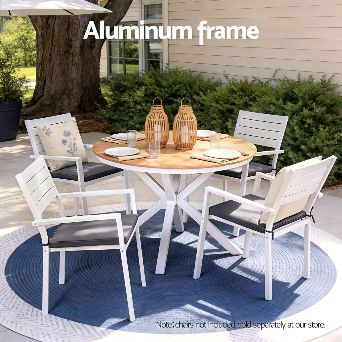 Gardeon Outdoor Dining Table 108CM Aluminum Frame WPC Top Desk Patio Furniture | Furniture > Living Room > Side Tables