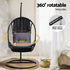 Gardeon Outdoor Egg Swing Chair Wicker Furniture Pod Stand Armrest Black - Outdoorium