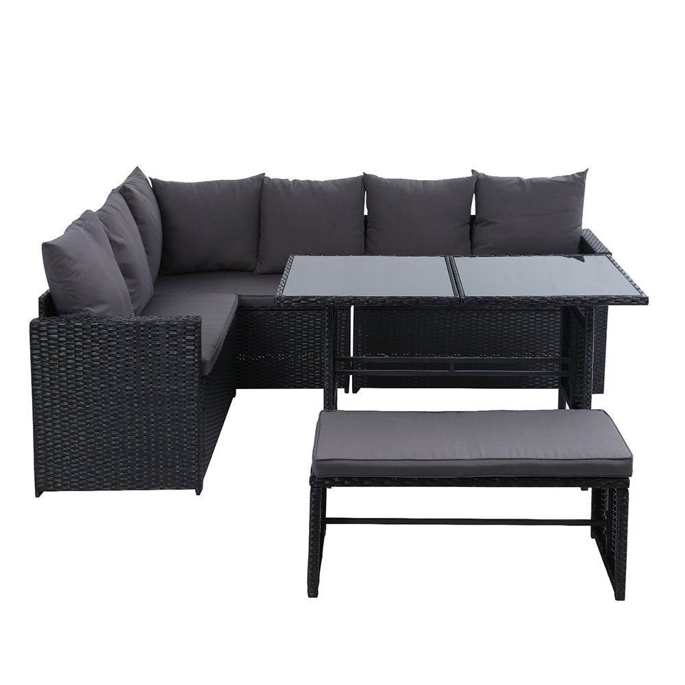 Gardeon Outdoor Furniture Dining Setting Sofa Set Lounge Wicker 8 Seater Black - Outdoorium