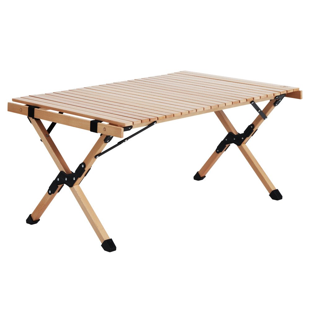 Gardeon Outdoor Furniture Wooden Egg Roll Picnic Table Camping Desk 90CM - Outdoorium