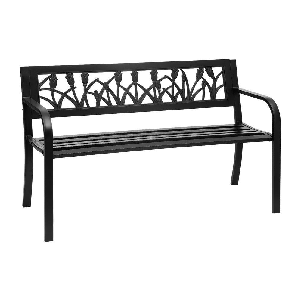 Gardeon Outdoor Garden Bench Seat Outdoor Furniture Steel 2 Seater Park Black | Outdoorium