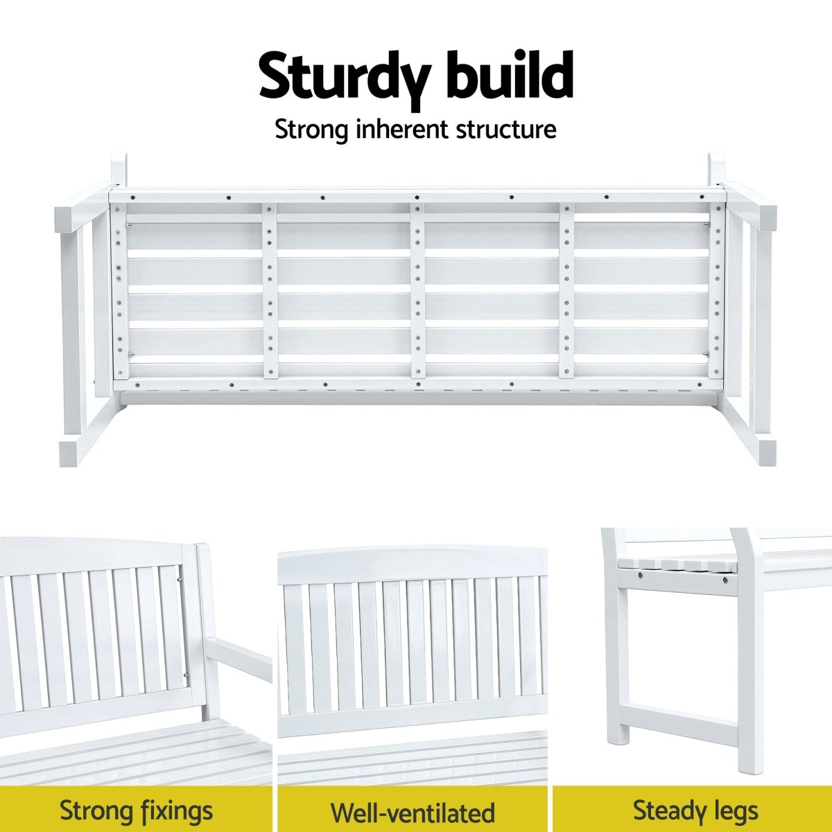 Gardeon Outdoor Garden Bench Wooden 2 Seater Lounge Chair Patio Furniture White | Furniture > Outdoor