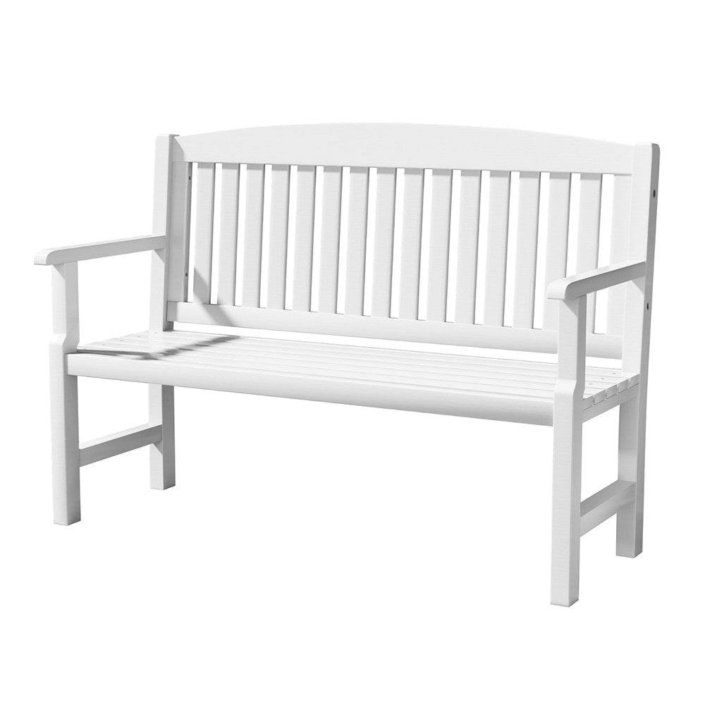 Gardeon Outdoor Garden Bench Wooden 2 Seater Lounge Chair Patio Furniture White - Outdoorium