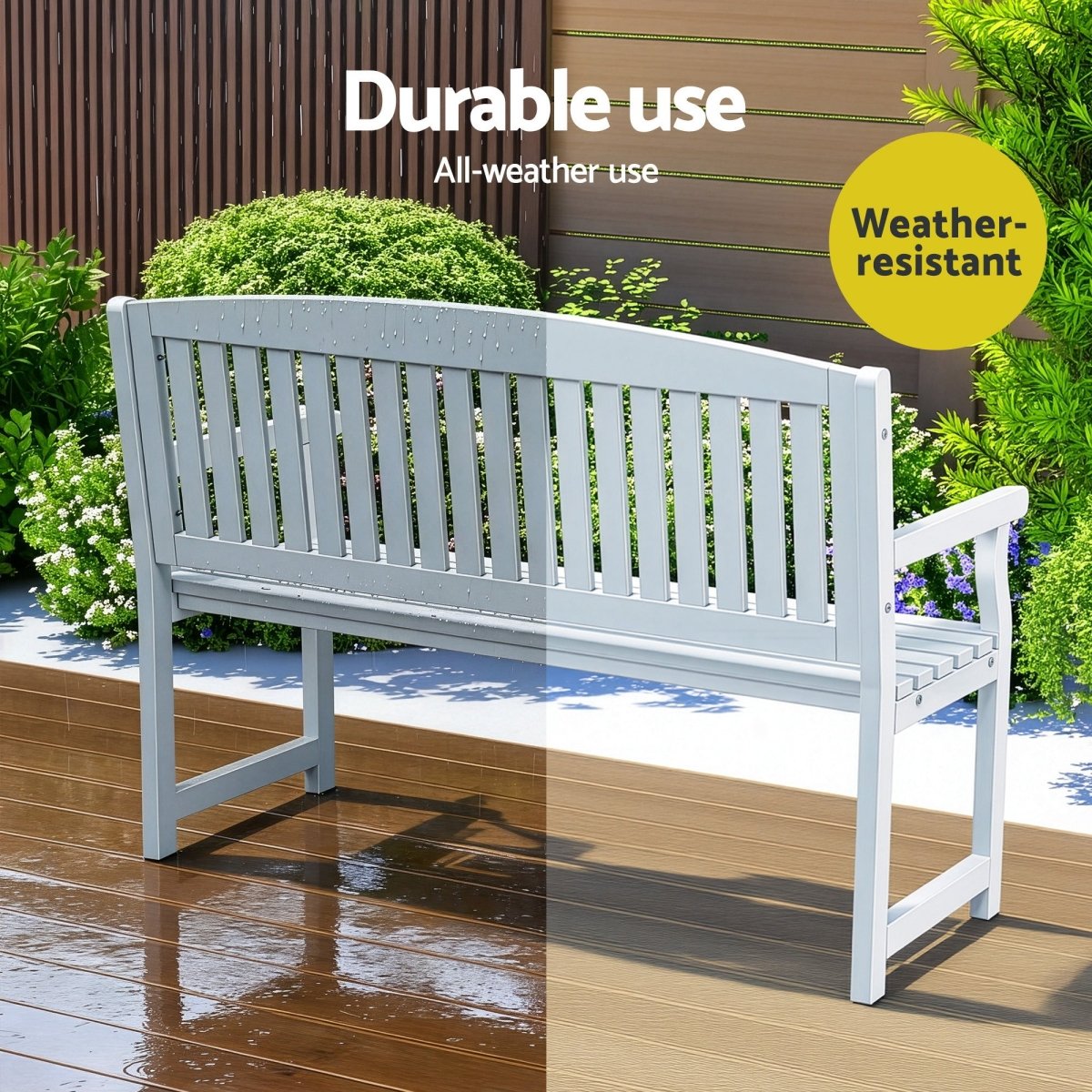 Gardeon Outdoor Garden Bench Wooden 2 Seater Lounge Chair Patio Furniture White | Furniture > Outdoor