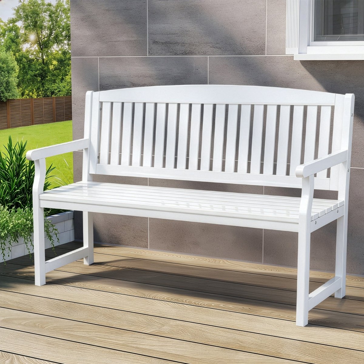 Gardeon Outdoor Garden Bench Wooden 2 Seater Lounge Chair Patio Furniture White | Furniture > Outdoor
