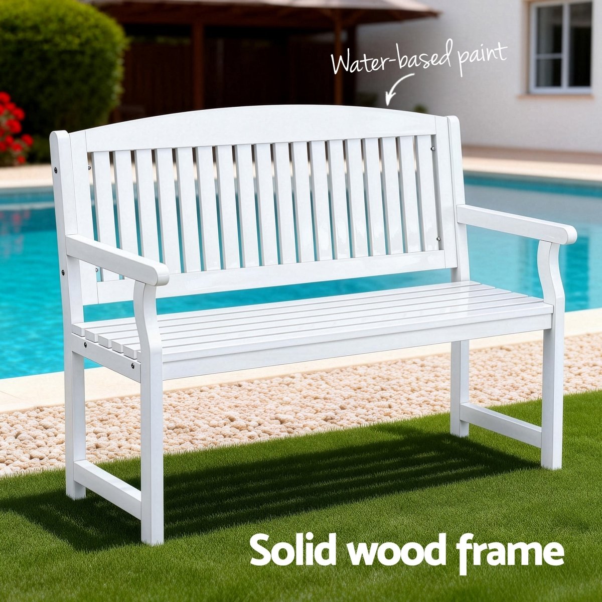 Gardeon Outdoor Garden Bench Wooden 2 Seater Lounge Chair Patio Furniture White | Furniture > Outdoor