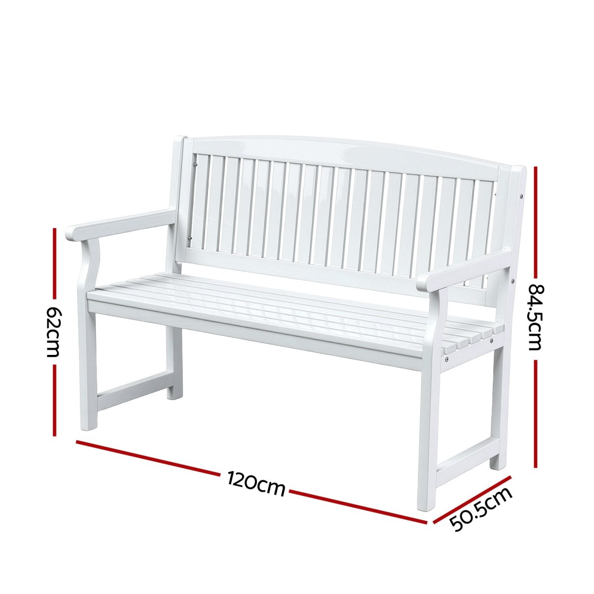 Gardeon Outdoor Garden Bench Wooden 2 Seater Lounge Chair Patio Furniture White | Furniture > Outdoor
