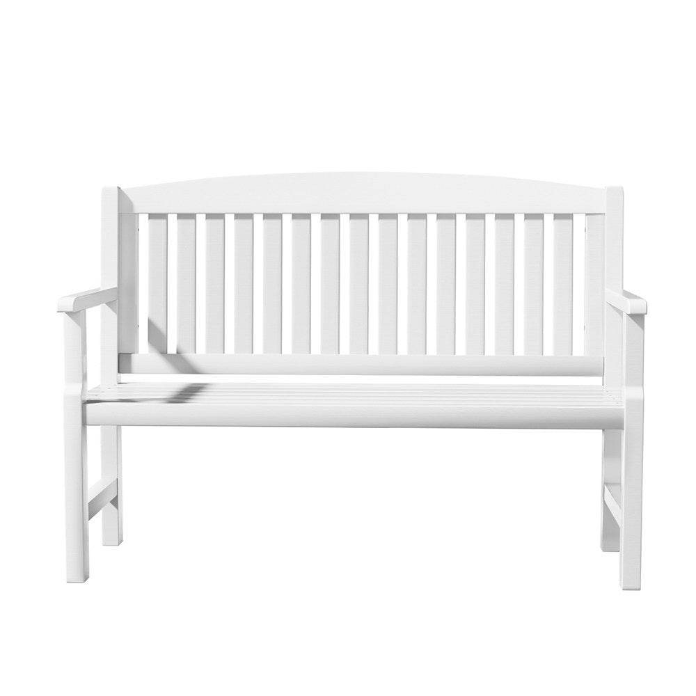 Gardeon Outdoor Garden Bench Wooden 2 Seater Lounge Chair Patio Furniture White - Outdoorium