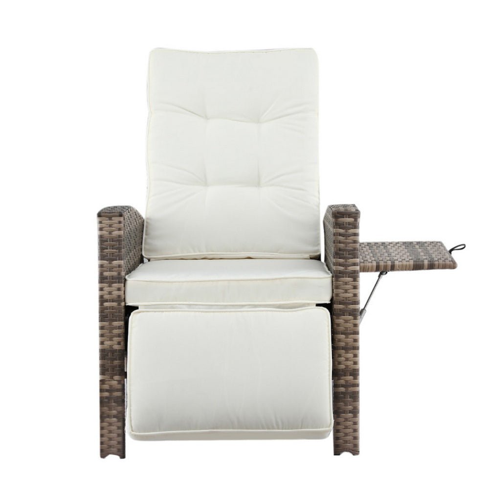 Gardeon Outdoor Recliner Chairs Sun lounge Wicker Lounger Patio Furniture Adjustable Brown | Outdoorium