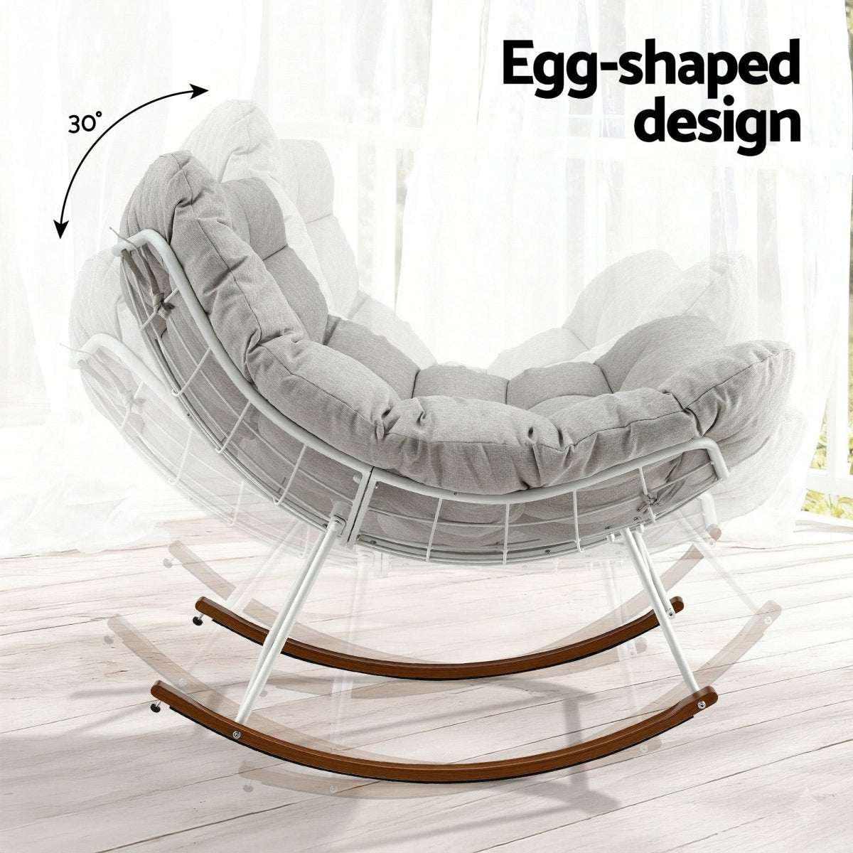 Gardeon Outdoor Rocking Chair Furniture Papasan Recliner Garden Patio Lounge Setting White | Furniture > Outdoor > Outdoor Chairs