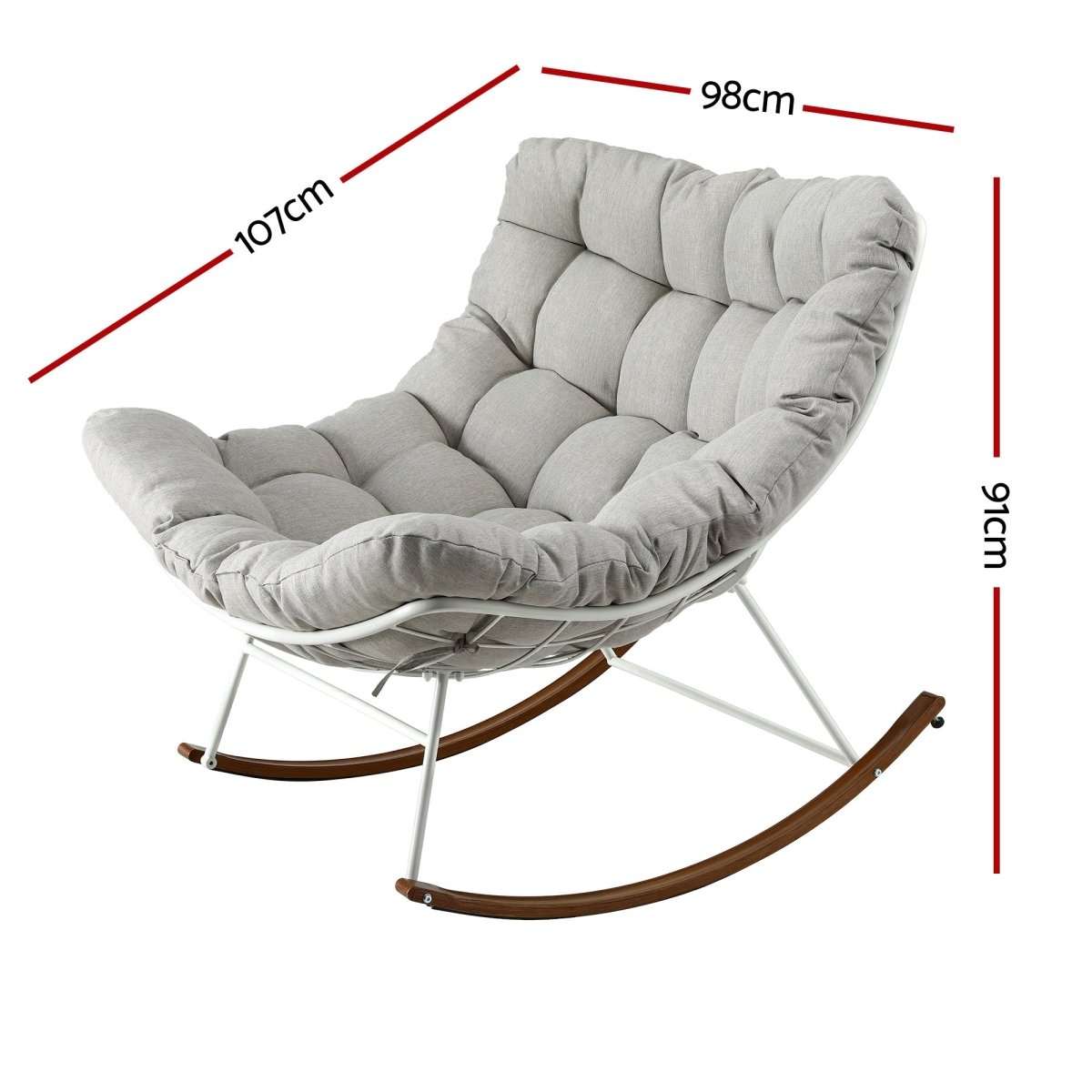Gardeon Outdoor Rocking Chair Furniture Papasan Recliner Garden Patio Lounge Setting White | Furniture > Outdoor > Outdoor Chairs