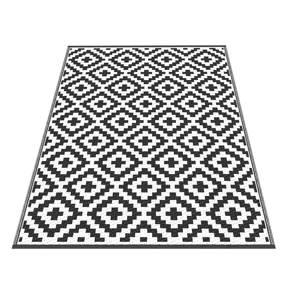 Gardeon Outdoor Rugs 120x180cm Large Carpet Reversible Area Mat PP Dual - Sided Patio Rug Cross | Outdoorium