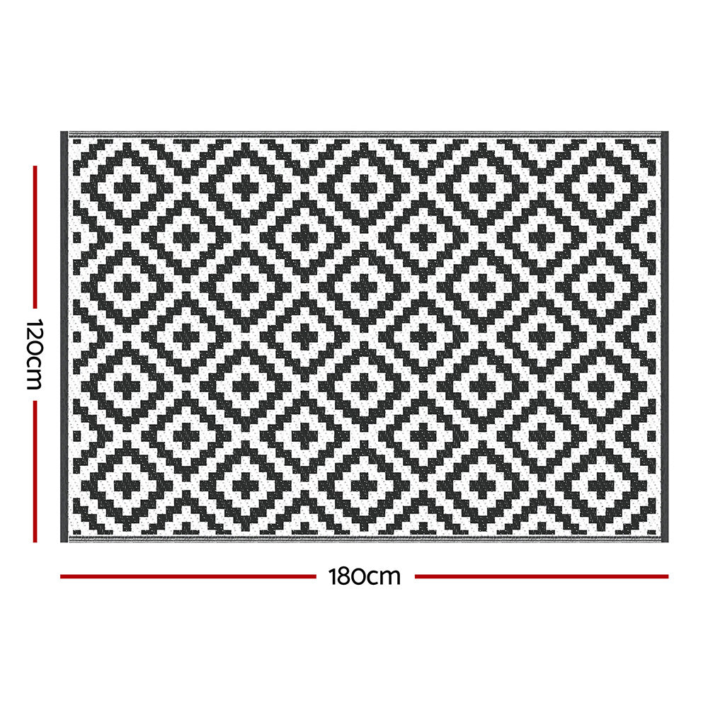 Gardeon Outdoor Rugs 120x180cm Large Carpet Reversible Area Mat PP Dual - Sided Patio Rug Cross | Outdoorium