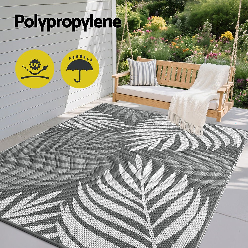Gardeon Outdoor Rugs 152x244cm Large Carpet Reversible Area Mat PP Dual - Sided Patio Rug Leaf | Outdoorium