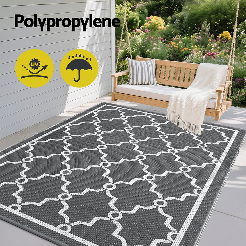 Gardeon Outdoor Rugs 152x244cm Large Carpet Reversible Area Mat PP Dual - Sided Patio Rug Maroc | Outdoorium