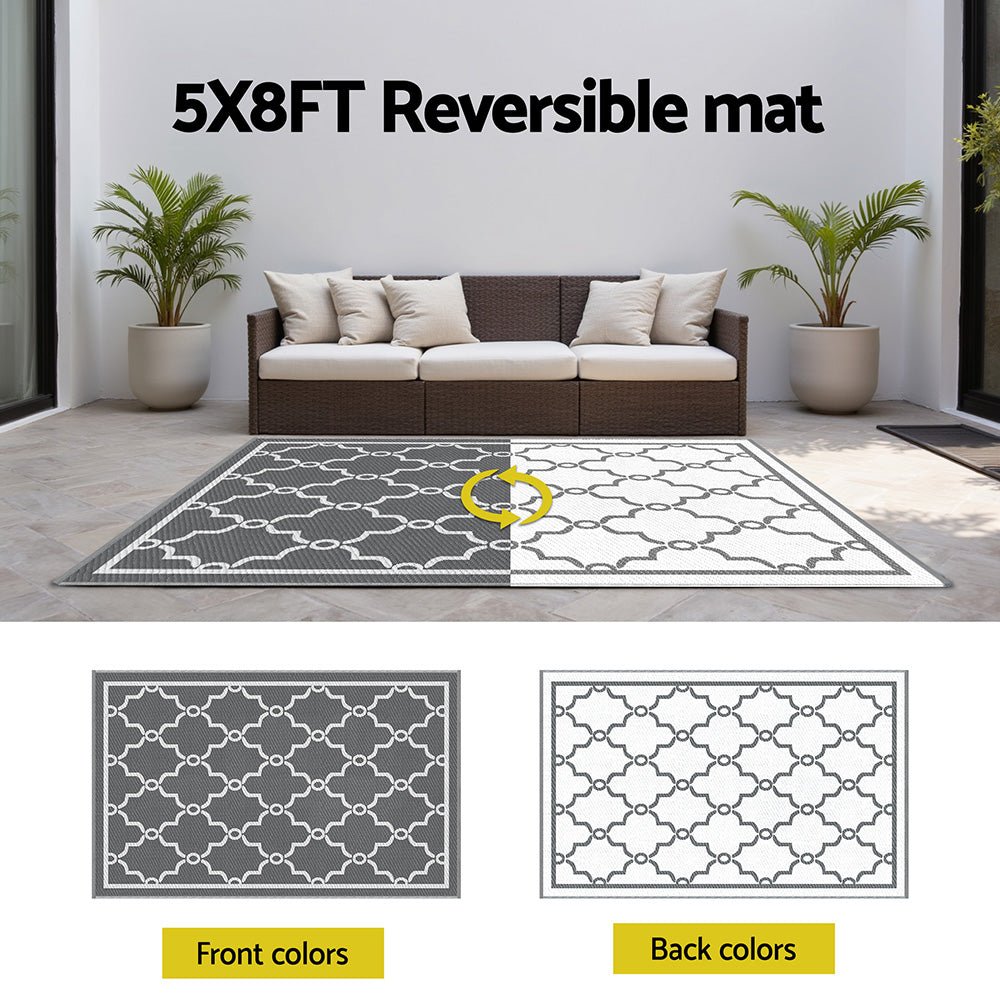 Gardeon Outdoor Rugs 152x244cm Large Carpet Reversible Area Mat PP Dual - Sided Patio Rug Maroc | Outdoorium