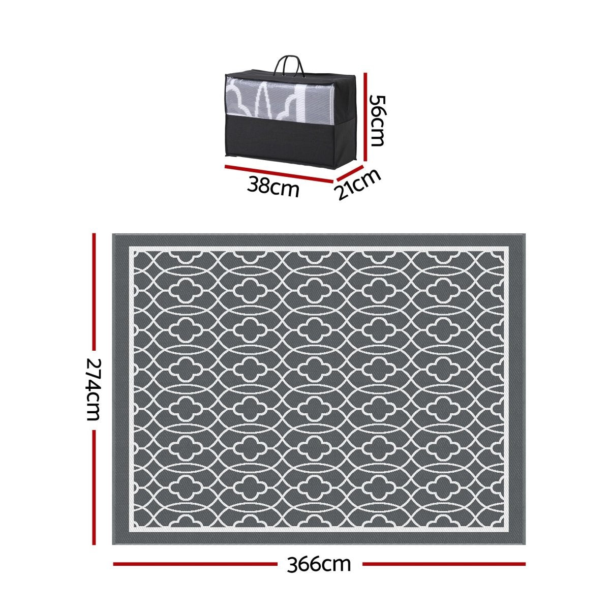 Gardeon Outdoor Rugs 274x366cm Large Carpet Reversible Area Mat PP Dual - Sided Patio Rug | Home & Garden > Rugs > Outdoor Rugs