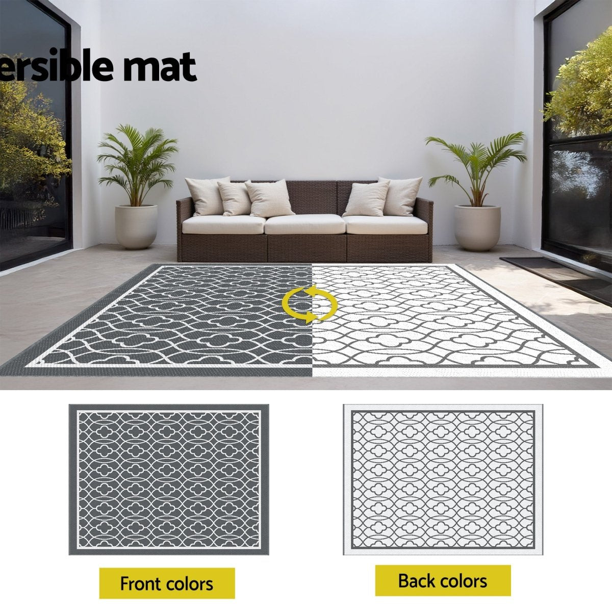 Gardeon Outdoor Rugs 274x366cm Large Carpet Reversible Area Mat PP Dual - Sided Patio Rug | Home & Garden > Rugs > Outdoor Rugs