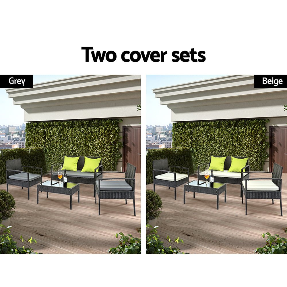 Gardeon Outdoor Sofa Set Wicker Lounge Setting Table and Chairs Patio Furniture - Outdoorium