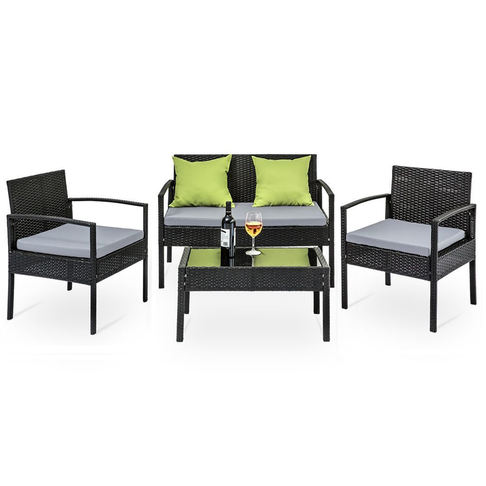 Gardeon Outdoor Sofa Set Wicker Lounge Setting Table and Chairs Patio Furniture - Outdoorium