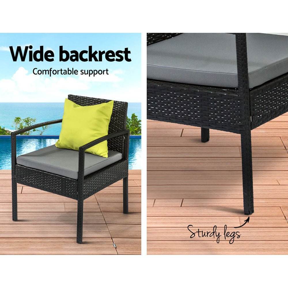 Gardeon Outdoor Sofa Set Wicker Lounge Setting Table and Chairs Storage Cover - Outdoorium