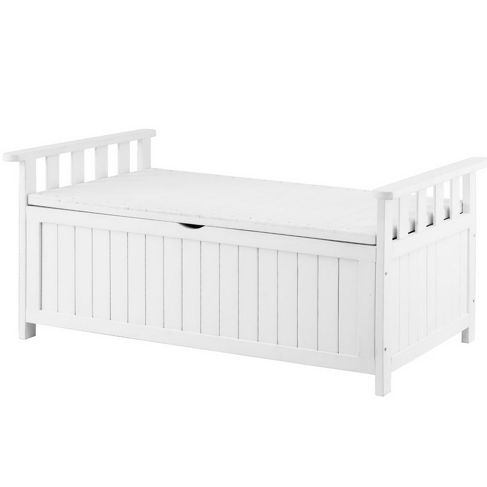 Gardeon Outdoor Storage Bench Box Wooden Garden Toy Tool Patio Furniture White - Outdoorium