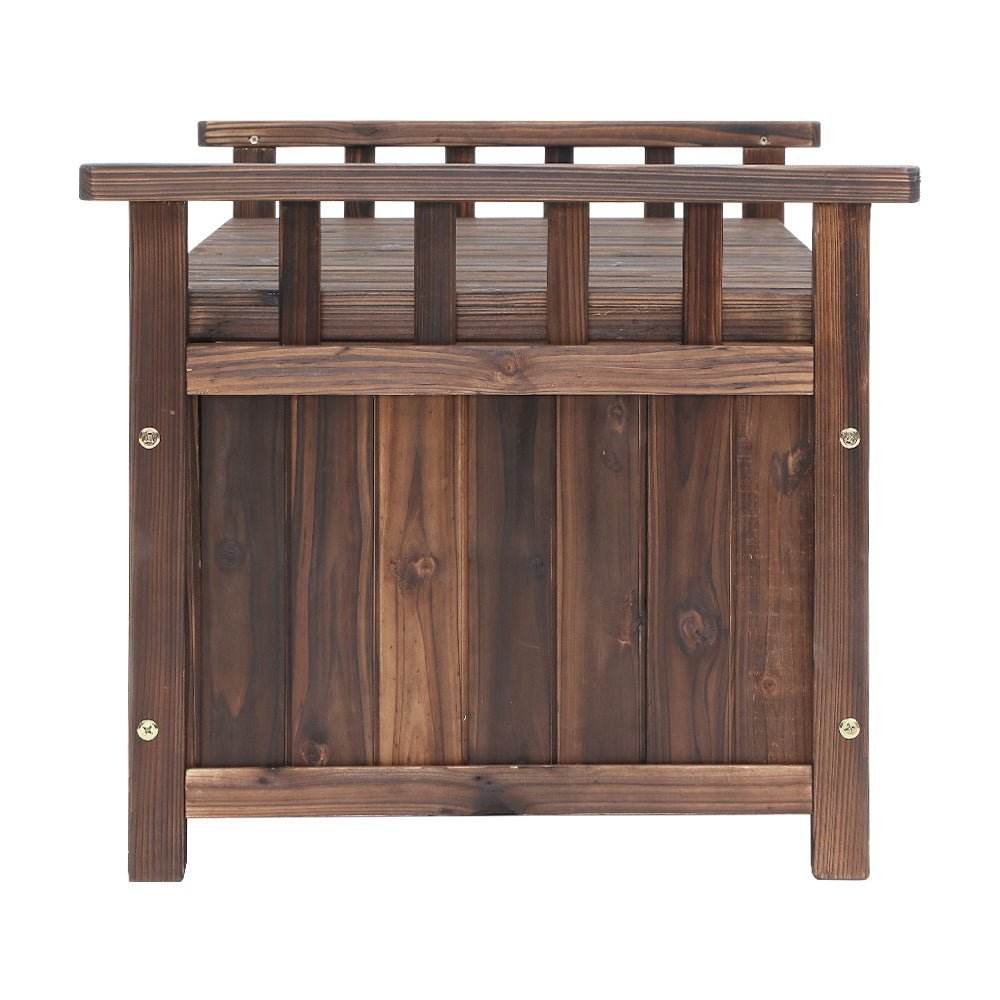 Gardeon Outdoor Storage Bench Box Wooden Garden Toy Tool Shed Patio Furniture Charcoal - Outdoorium