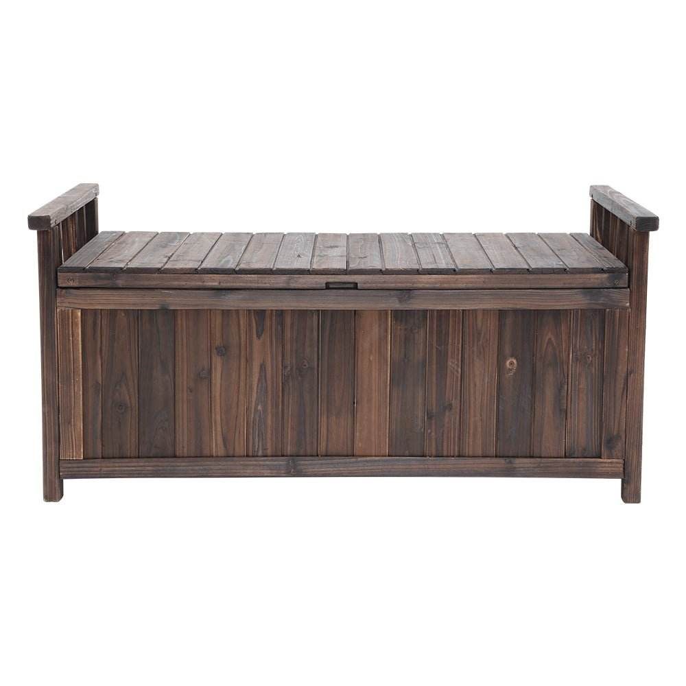 Gardeon Outdoor Storage Bench Box Wooden Garden Toy Tool Shed Patio Furniture Charcoal - Outdoorium