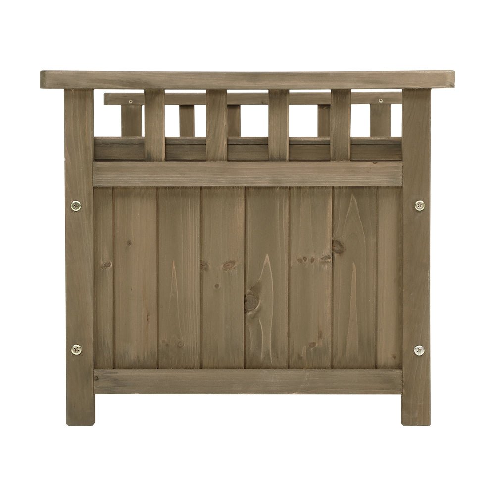 Gardeon Outdoor Storage Bench Box Wooden Garden Toy Tool Sheds Patio Furniture Brown - Outdoorium