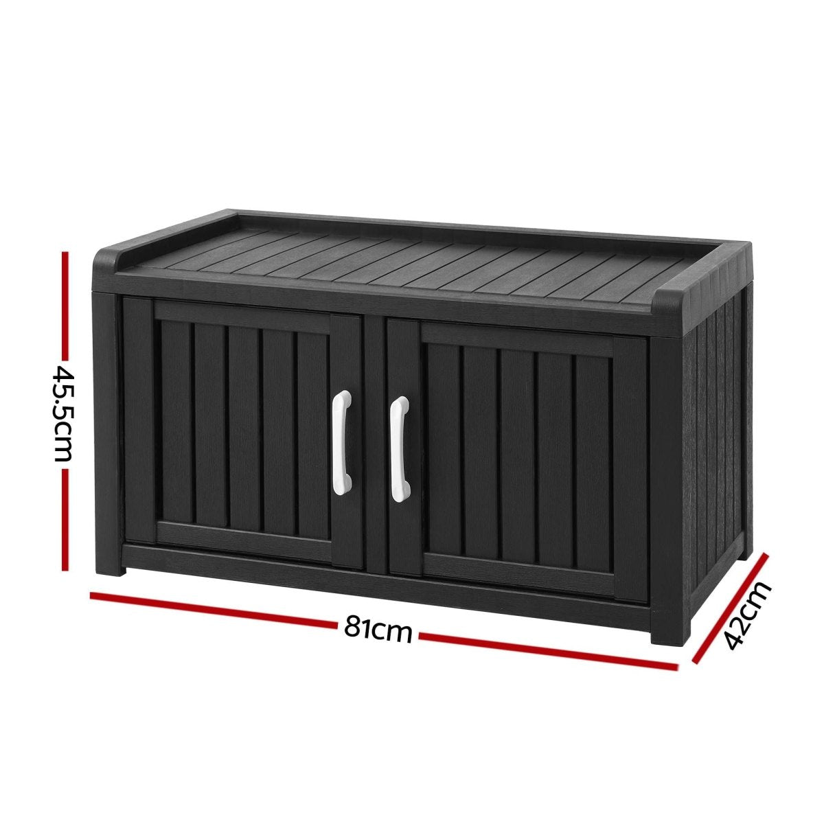 Gardeon Outdoor Storage Bench & Shoe Cabinet 81cm - Black